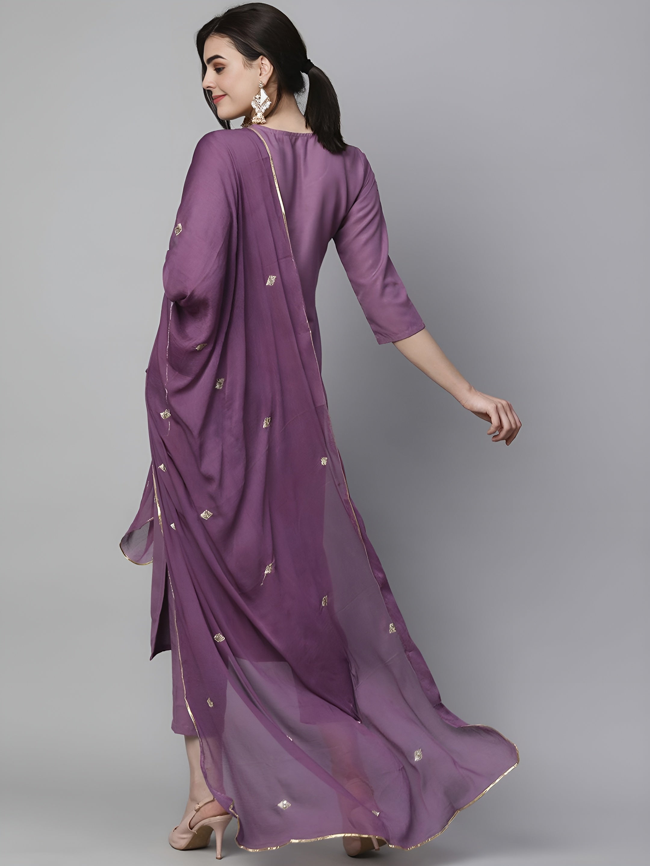 Ethnic Motifs Embroidered Kurta & Trousers With Dupatta