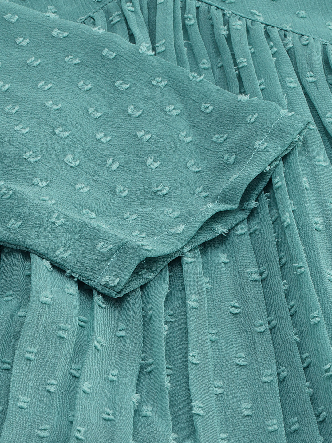 Women Poly Chiffon Self Design Flared Dress