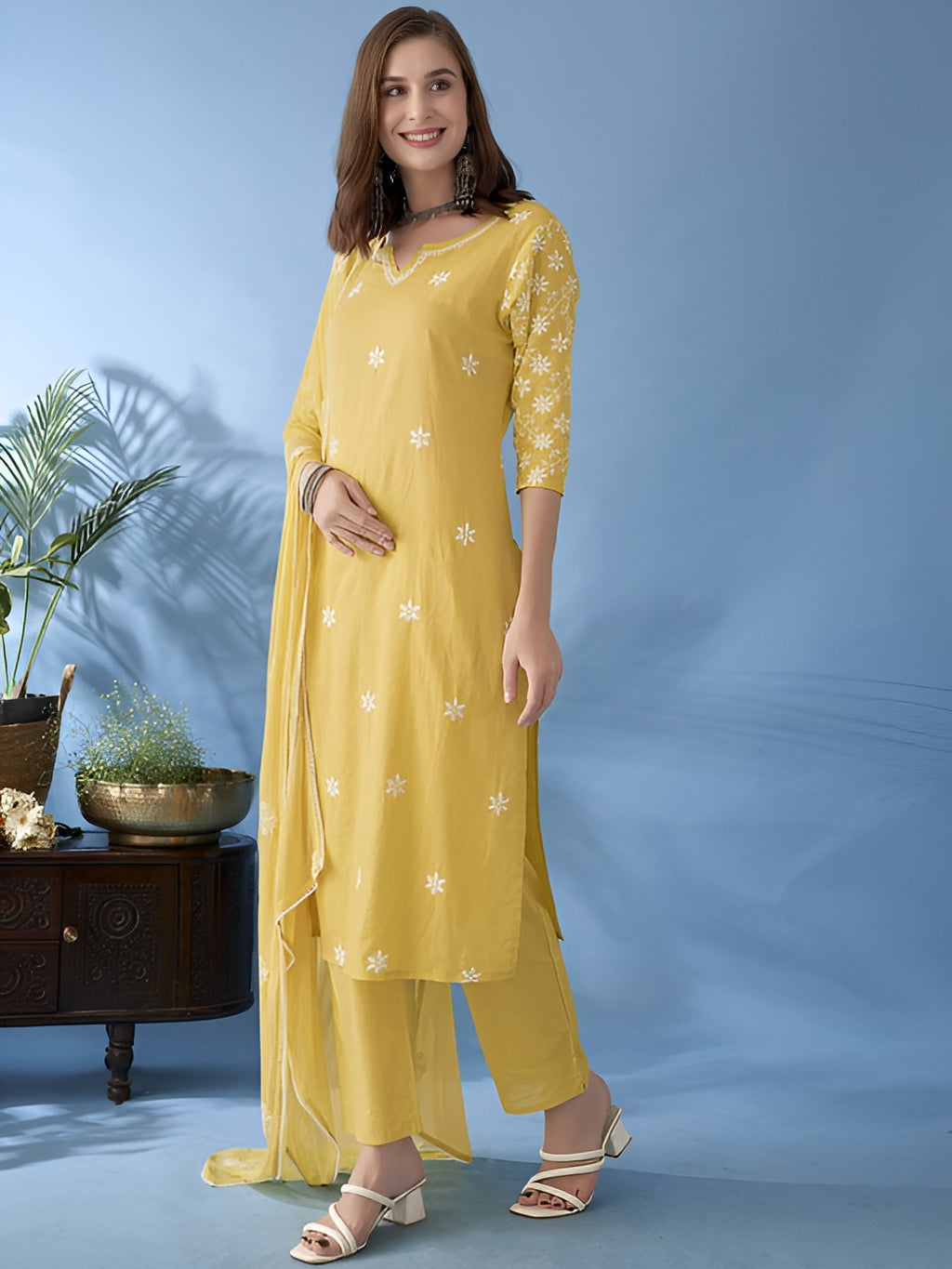 Flora work kurt pant set
