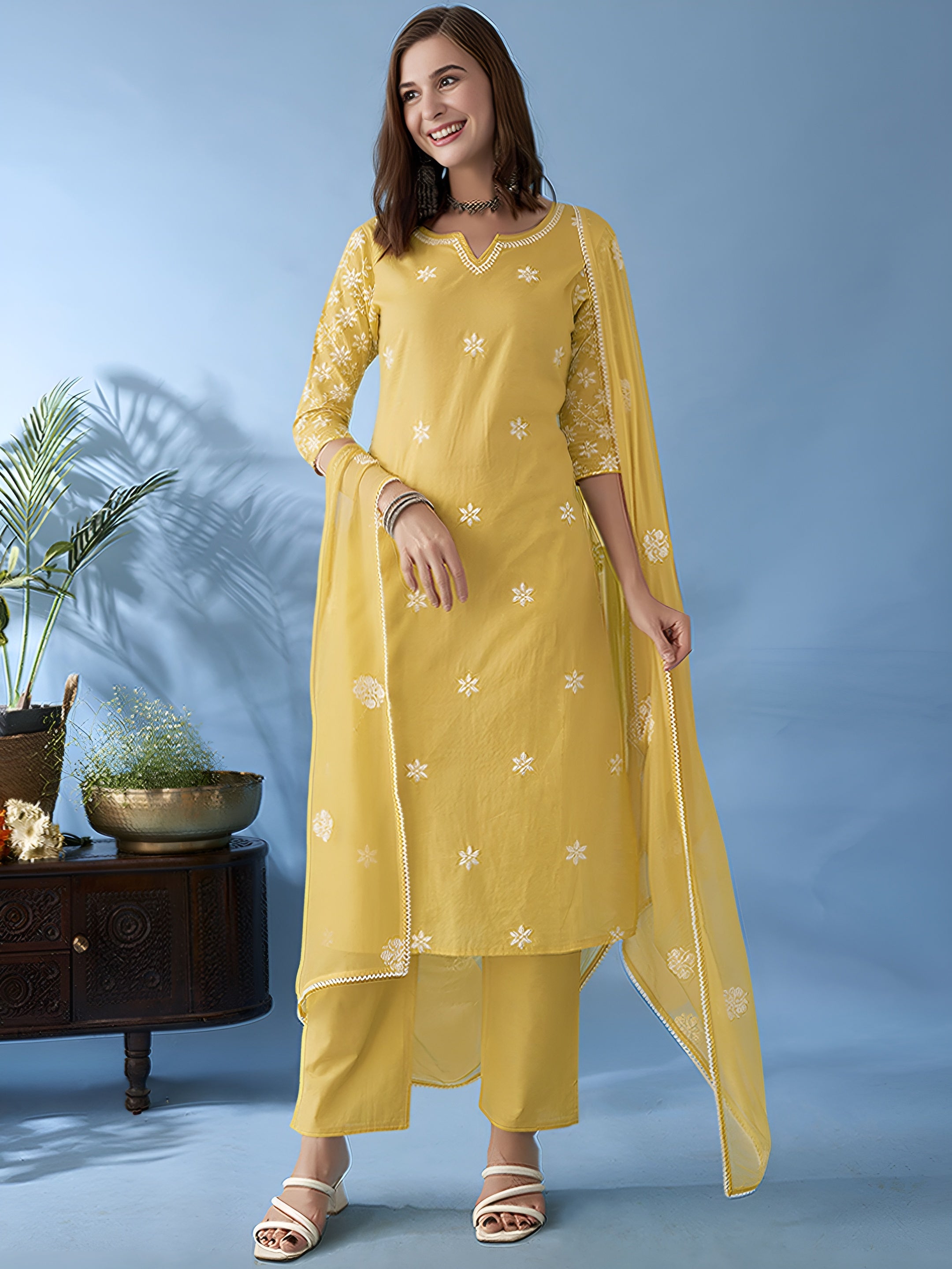 Flora work kurt pant set