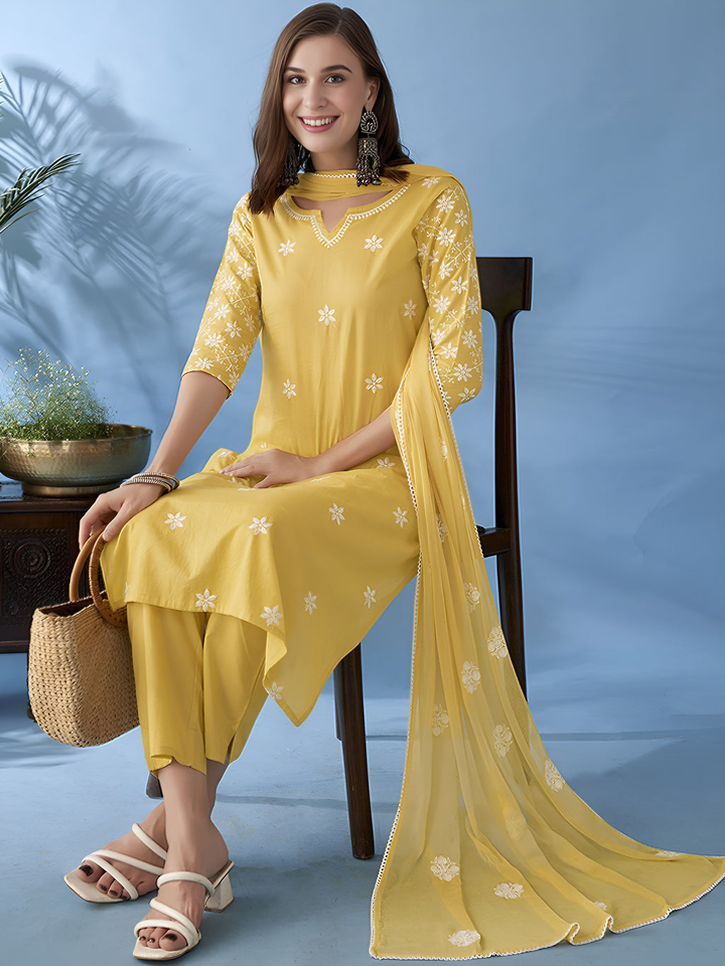 Flora work kurt pant set