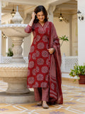 Women Ethnic Motifs Printed Regular Kurta with Trousers & With Dupatta