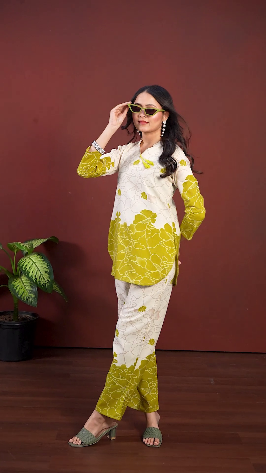 Printed Top With Trousers Co-Ords