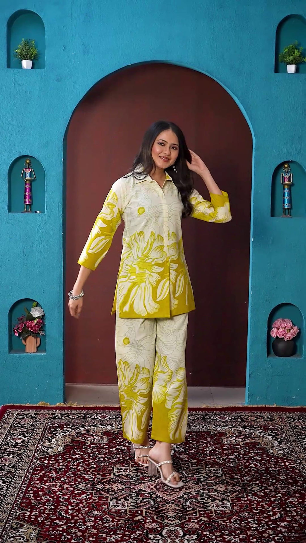 Printed Top With Trousers Co-Ords