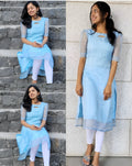 Striped Organza Straight Kurta