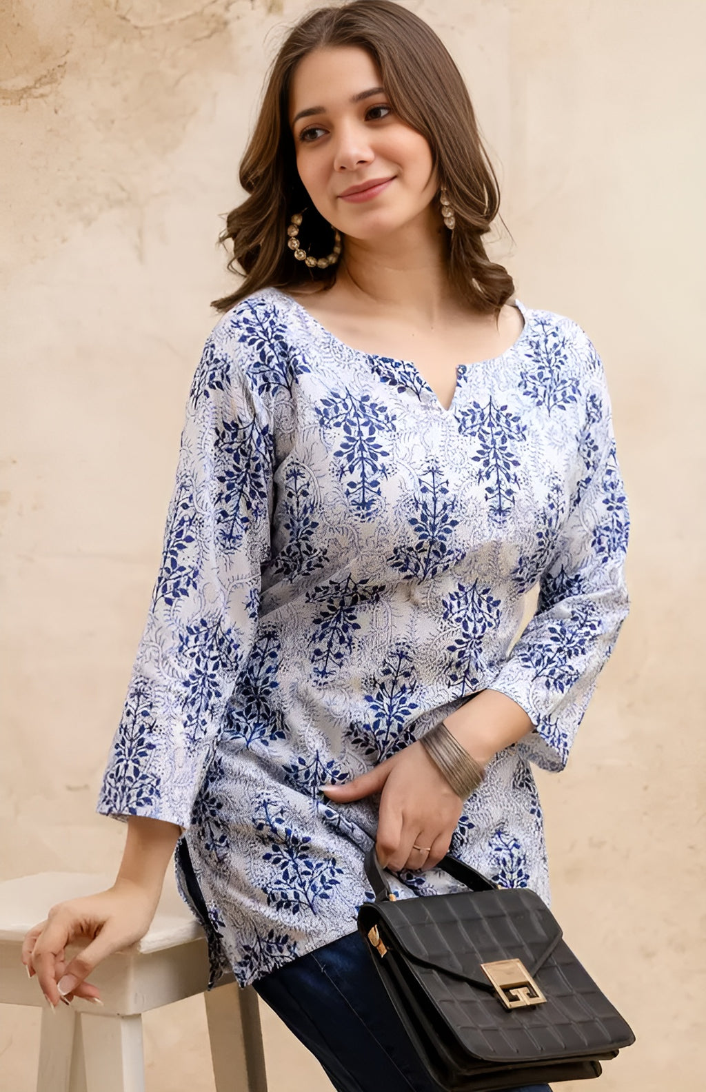 Floral Printed Pure Cotton Kurti M