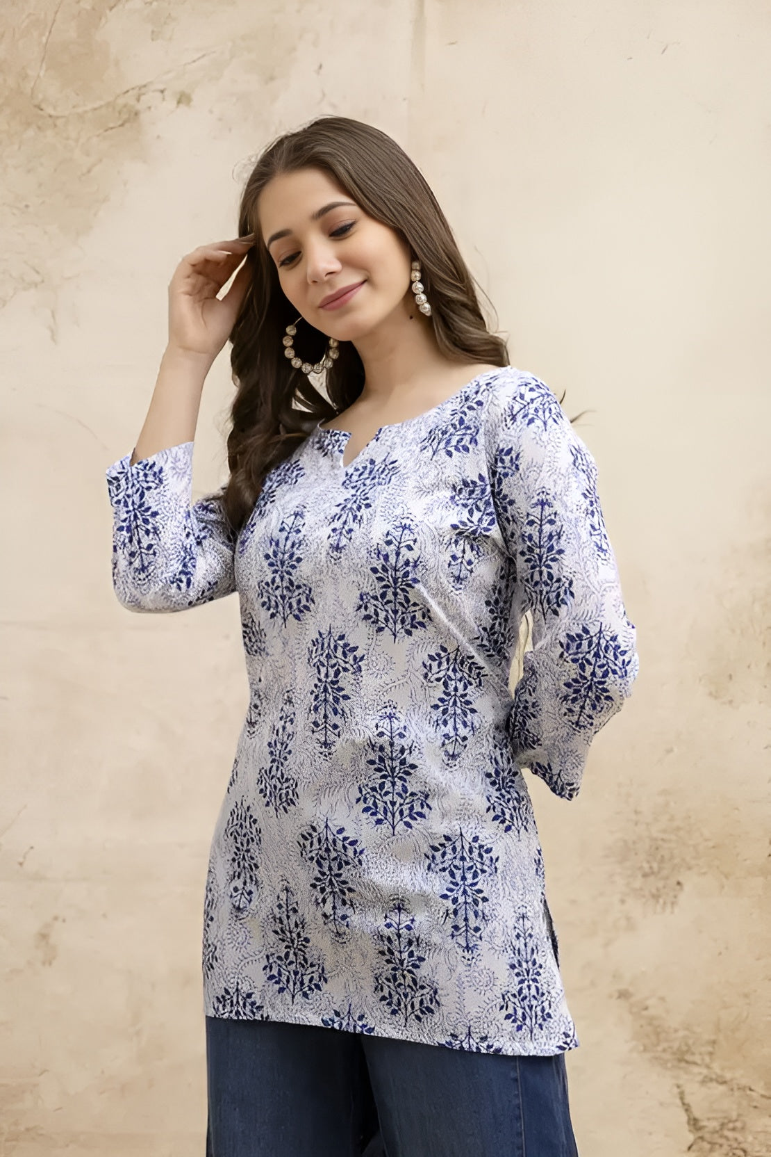 Floral Printed Pure Cotton Kurti L