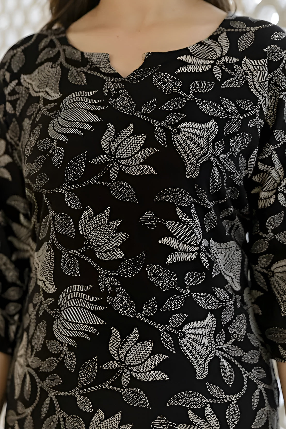 Casual Regular Sleeves Printed Women Black Top