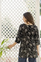 Casual Regular Sleeves Printed Women Black Top