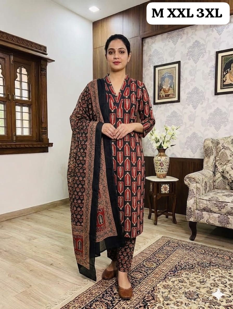 COTTAN KURTI PANT WITH DUPATTA