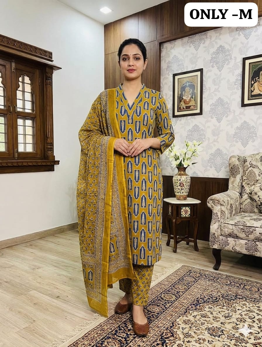 COTTAN KURTI PANT WITH DUPATTA