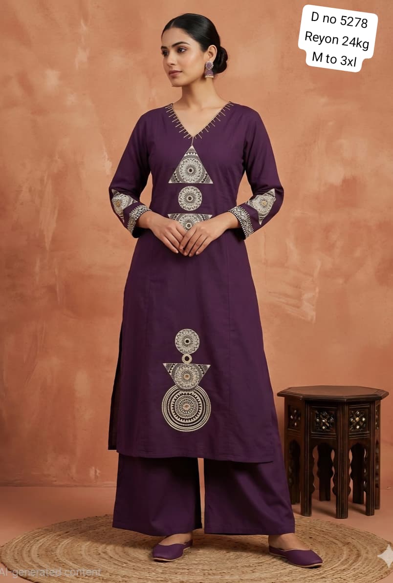 A LINE KURTI PLAZO SET