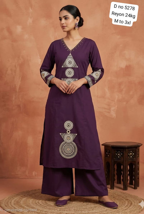 A LINE KURTI PLAZO SET