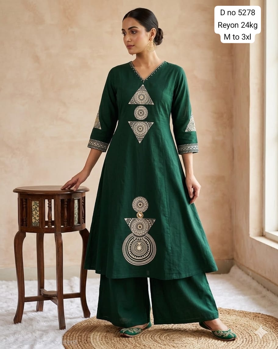 A LINE KURTI PLAZO SET