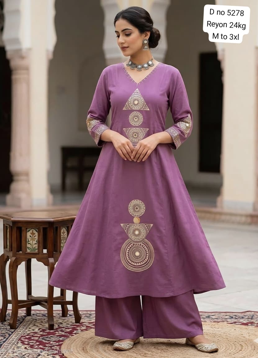 A LINE KURTI PLAZO SET