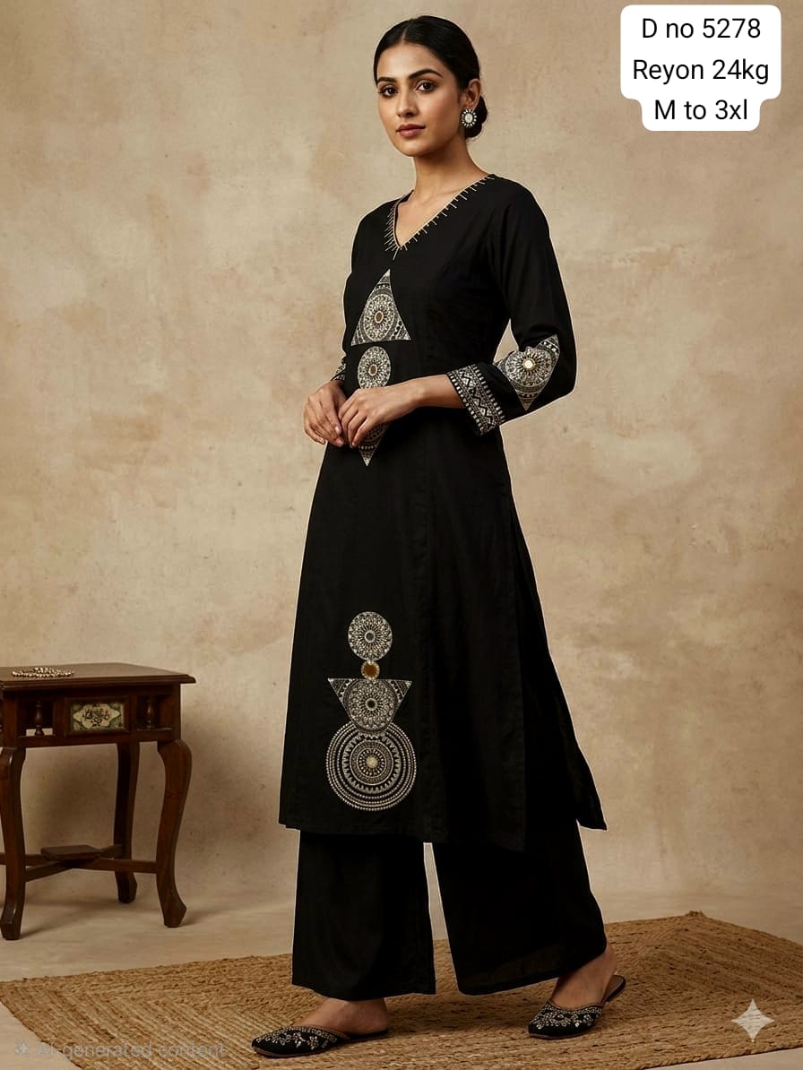 A LINE KURTI PLAZO SET