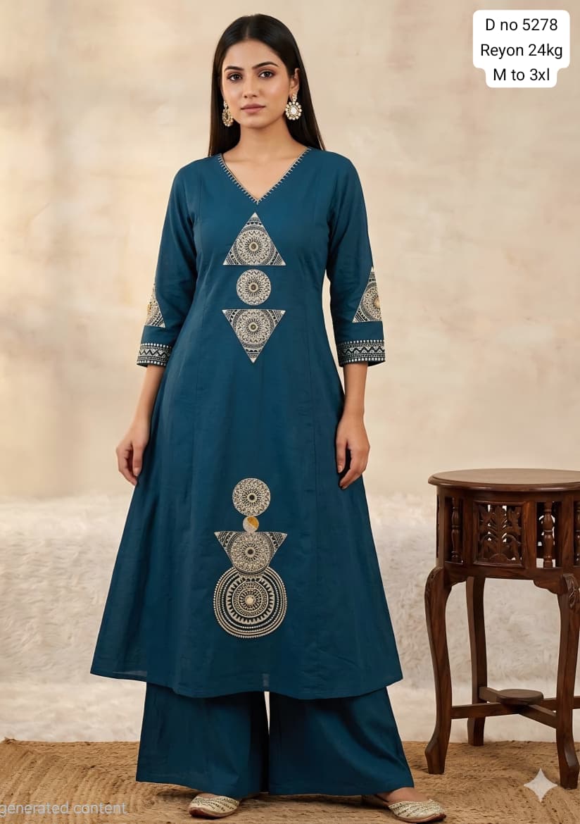 A LINE KURTI PLAZO SET